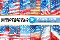 Watercolor Patriotic 4th July Digital Paper Bundle Product Image 1