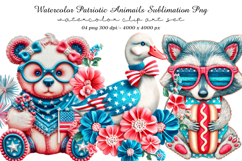 Watercolor Patriotic Animals Sublimation Png Product Image 1