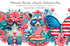 Watercolor Patriotic Animals Sublimation Png Product Image 1