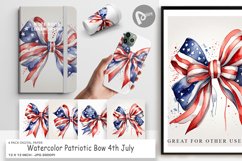 Digital Paper Watercolor Patriotic Bow Product Image 1