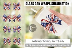Glass Can Wraps Watercolor Patriotic Bow Product Image 1