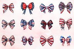 Watercolor Patriotic Bow 4th July USA Clipart Bundle Product Image 2