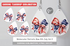 Earring Teardrop Watercolor Patriotic Bow Product Image 1