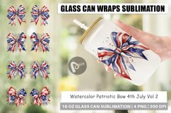 Glass Can Wraps Watercolor Patriotic Bow Product Image 1