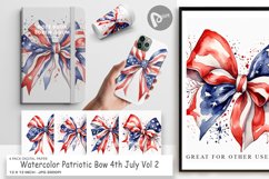 Digital Paper Watercolor Patriotic Bow Product Image 1