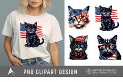 Watercolor Patriotic Cats Clipart Product Image 1