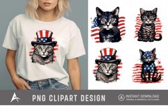 Watercolor Patriotic Cats Clipart Product Image 1