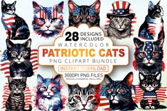 Watercolor Patriotic Cats Clipart Bundle Product Image 1