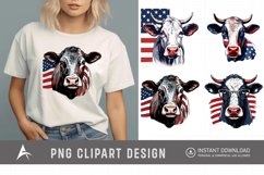 Watercolor Patriotic Cows Clipart Product Image 1
