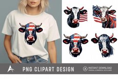 Watercolor Patriotic Cows Clipart Product Image 1