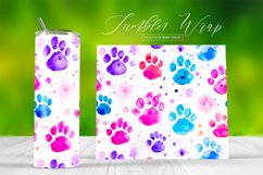 Watercolor Animal Paw Tumbler Sublimation Background Product Image 1