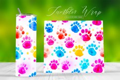 Watercolor Artistic Paws Tumbler Sublimation Background Product Image 1