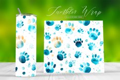 Painted Paws Watercolor Tumbler Sublimation Background Product Image 1