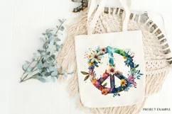 Watercolor Peace Sign Png Retro Summer Sublimation Png