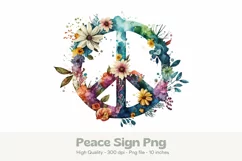 Watercolor Peace Sign Png Retro Summer Sublimation Png