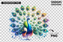 watercolor peacock png, peacock clipart, watercolor bird design, boho peacock art, elegant peacock printable, watercolor feather clipart, peacock sublimation design, nature watercolor animal, peacock illustration png, watercolor animal clipart