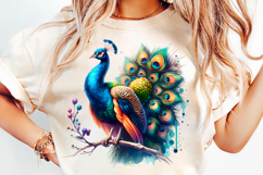 watercolor peacock png, peacock clipart, watercolor bird design, boho peacock art, elegant peacock printable, watercolor feather clipart, peacock sublimation design, nature watercolor animal, peacock illustration png, watercolor animal clipart