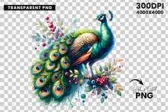 watercolor peacock png, peacock clipart, watercolor bird design, boho peacock art, elegant peacock printable, watercolor feather clipart, peacock sublimation design, nature watercolor animal, peacock illustration png, watercolor animal clipart