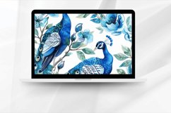 Watercolor Peacock Seamless Pattern Digital Paper Bundle Product Image 2