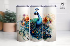 Watercolor Peacock Sublimation Tumbler Design Product Image 3