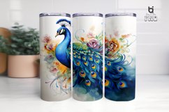 Watercolor Peacock Sublimation Tumbler Design Product Image 7