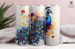 Watercolor Peacock Sublimation Tumbler Design Product Image 8