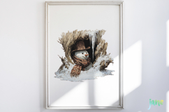 Watercolor Peeking Christmas Snowman Product Image 5