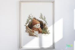 Watercolor Peeking Christmas Snowman Product Image 2