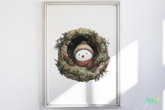Watercolor Peeking Christmas Snowman Product Image 2