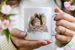 Watercolor Peeking Christmas Snowman Product Image 4