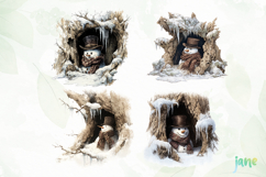 Watercolor Peeking Christmas Snowman Product Image 1