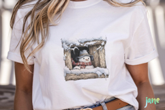 Watercolor Peeking Christmas Snowman Product Image 5