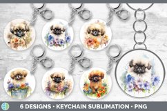 Bundle of six Wild Flowers Pekingese Keychain designs.