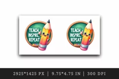 Watercolor pencil thumbs up chalkboard Teach Inspire Repeat quote print 20 oz tumbler skinny mug wrap clipart t-shirt sublimation printable design
