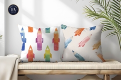 Hand-Painted Rocket Pencils Pattern Seamless Digital Paper Product Image 2