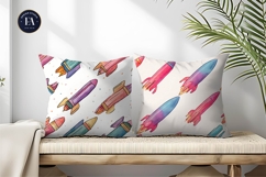 Watercolor Pencils Turning into Rockets Digital Paper Product Image 2