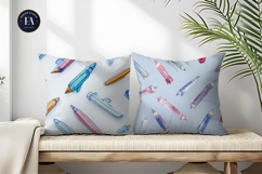 Rocket Pencils Watercolor Seamless Pattern Digital Paper Product Image 2