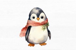 Christmas Penguin Watercolor Sublimation Clipart Product Image 6