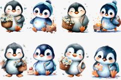 Watercolor Penguin Clipart png Whimsical Penguin Clipart Product Image 2