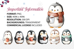 Watercolor Penguin Stickers Clip Art | Cute Winter Penguins Product Image 5