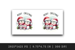 Watercolor penguins Santa hats family Merry Christmas quote print 20 oz tumbler skinny mug wrap clipart t-shirt sublimation printable design