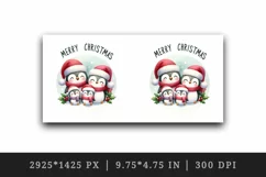Watercolor penguins Santa hats family Merry Christmas quote print 20 oz tumbler skinny mug wrap clipart t-shirt sublimation printable design