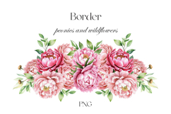 Watercolor peonies border