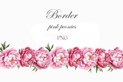 Watercolor peonies border