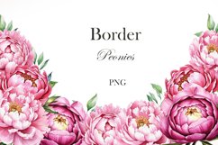 Watercolor peonies border
