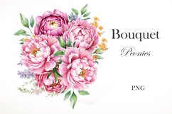Watercolor peonies bouquet