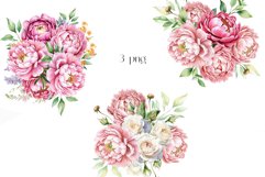 Watercolor peonies bouquets
