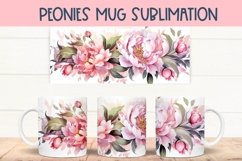 Watercolor peonies mug wrap PNG for Sublimation | Spring mug Product Image 1