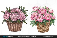 Watercolor Peony Bouquet Clipart Product Image 1
