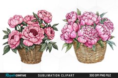 Watercolor Peony Bouquet Clipart Product Image 1